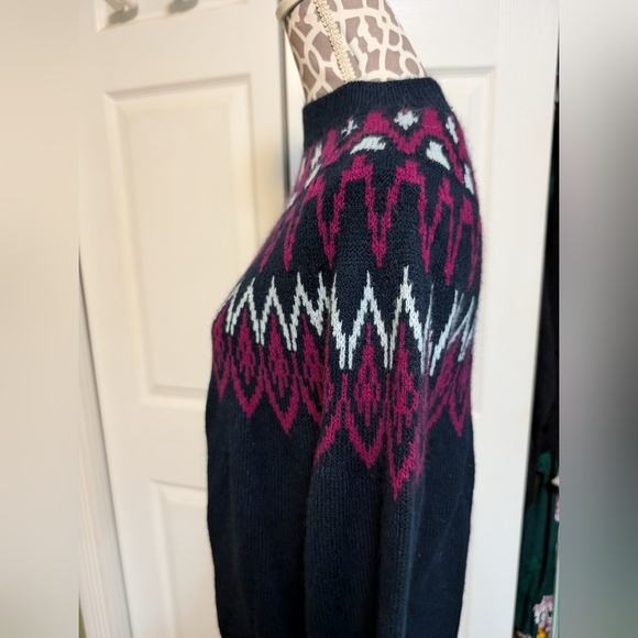 Mountain and Isles Fair Isle Sweater Navy Maroon Nordic Ski Sz M - Picture 2 of 8